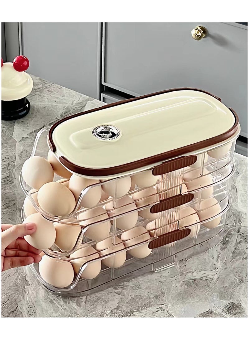 Three layer egg rack storage box with inclined automatic rolling egg storage box suitable for refrigerators,  - Image 1