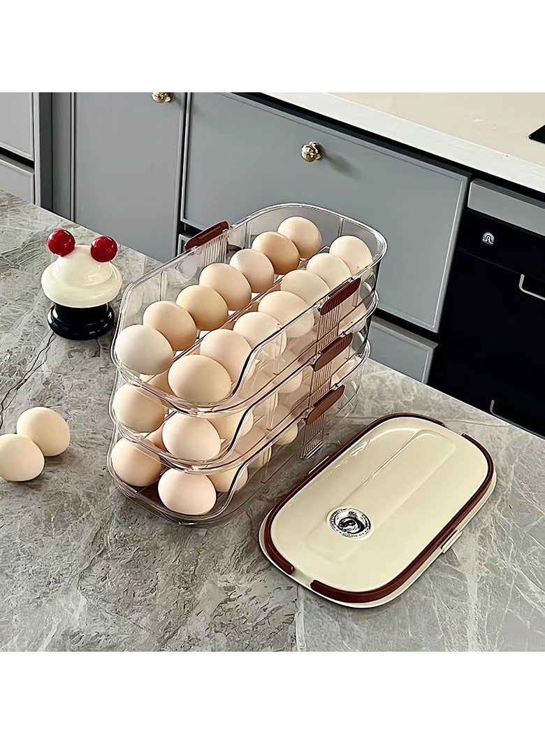 Three layer egg rack storage box with inclined automatic rolling egg storage box suitable for refrigerators,  - Image 4