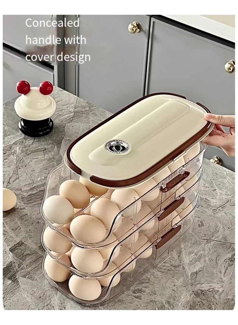 Three layer egg rack storage box with inclined automatic rolling egg storage box suitable for refrigerators,  - Image 5