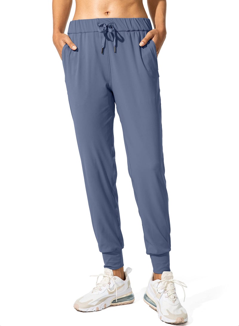 SANTINY Women's Joggers Pants Pockets Drawstring Running Sweatpants for Women Lounge Workout Jogging(Slate Blue_M) - Image 2