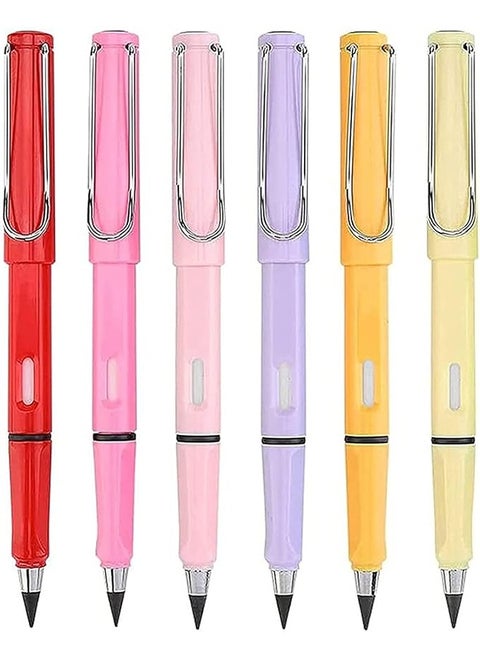 6pcs Inkless Pencils Eternal, Everlasting Pencil Replaceable Head, Infinite Pencil, Inkless Pen, Technology Unlimited Writing Eternal Pencil No Ink, with Replaceable Graphite Nib Pencil