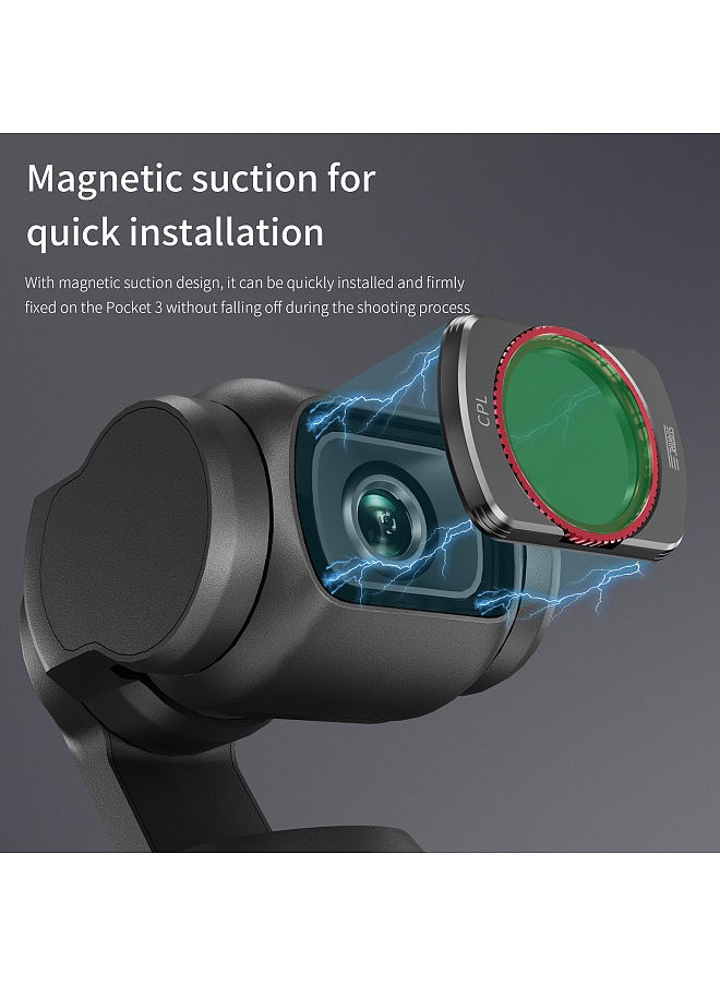 STARTRC - 1.9mm Ultra Slim CPL Filter 0.62 x 0.86in Square Polarizer Filter Optical Glass Magnetic Suction Waterproof Scratch-resistant with Multi-layer Coating Compatible with DJI Pocket 3 - Image 1