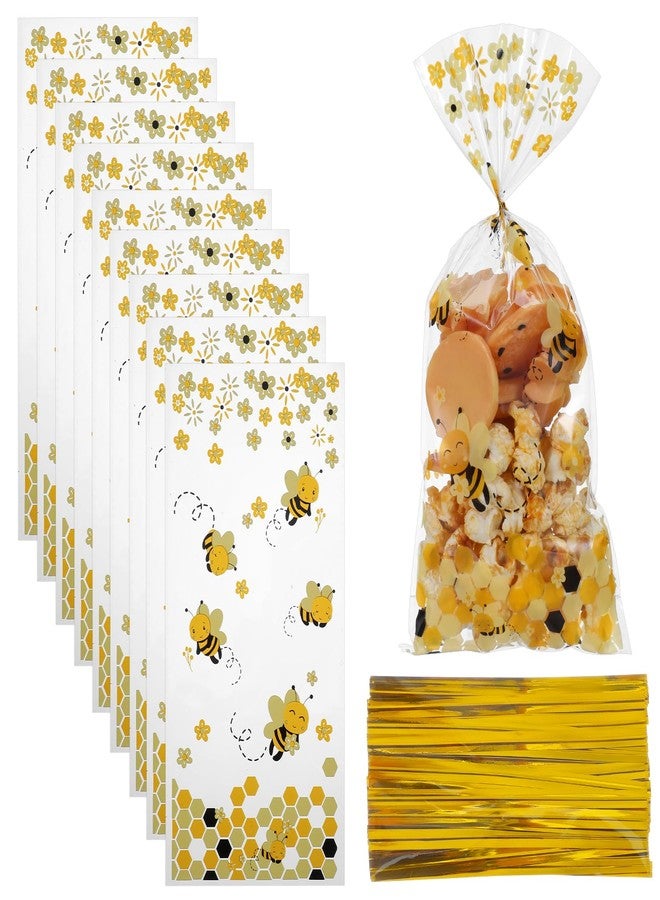 Ymapinc هدايا حفلات النحل من Ymapinc، 50 كيس هدايا بلاستيكي شفاف على شكل نحل بمقابض، أكياس هدايا صفراء لحفلات أعياد الميلاد وحفلات استقبال المولود وحفلات أعياد الميلاد وحفلات الزفاف - Image 1