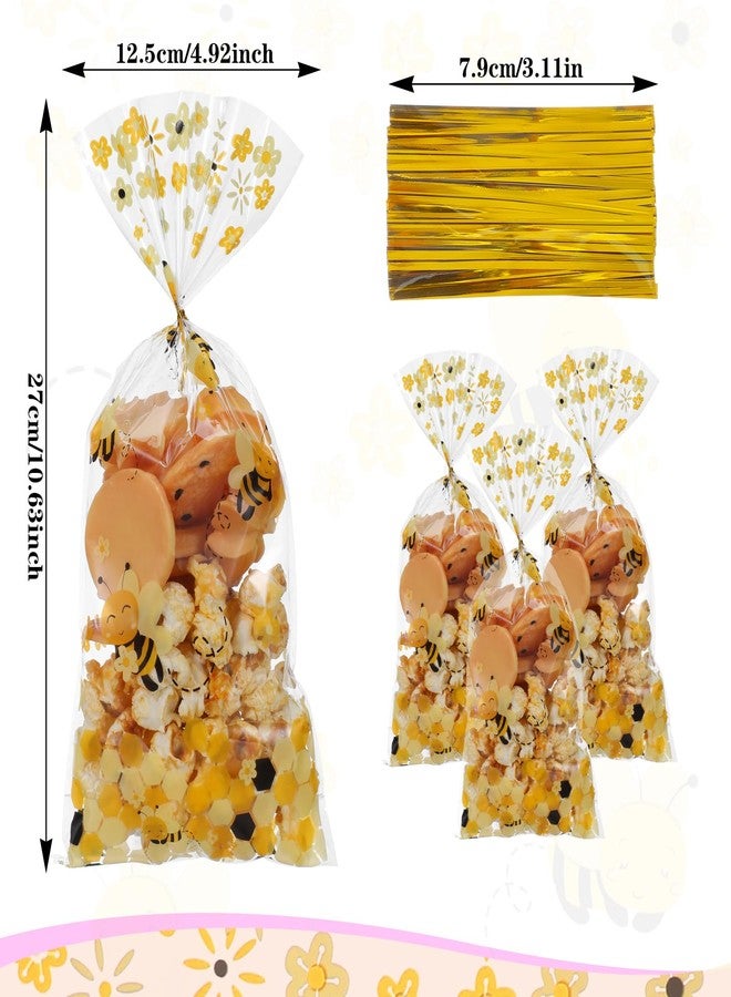 Ymapinc هدايا حفلات النحل من Ymapinc، 50 كيس هدايا بلاستيكي شفاف على شكل نحل بمقابض، أكياس هدايا صفراء لحفلات أعياد الميلاد وحفلات استقبال المولود وحفلات أعياد الميلاد وحفلات الزفاف - Image 2