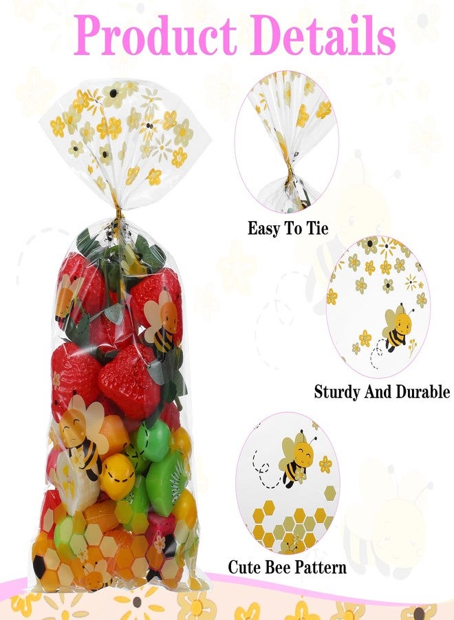 Ymapinc هدايا حفلات النحل من Ymapinc، 50 كيس هدايا بلاستيكي شفاف على شكل نحل بمقابض، أكياس هدايا صفراء لحفلات أعياد الميلاد وحفلات استقبال المولود وحفلات أعياد الميلاد وحفلات الزفاف - Image 3