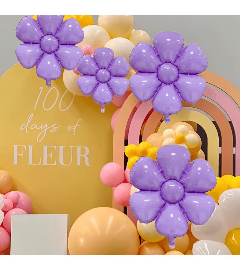 Purple Ins Style Candy Color 12pcs Flower Shaped Foil Balloon First Birthday Party Dessert Table Decoration - Image 1