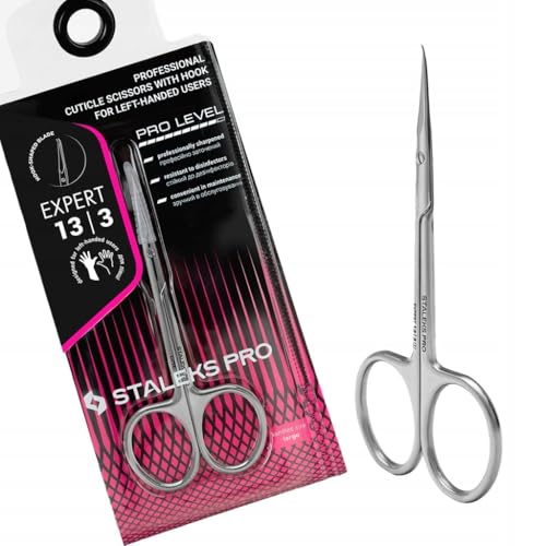 Staleks Expert 13 Type 3 Cuticle Scissors for LeftHanded Users with Hookshaped blade - Image 1
