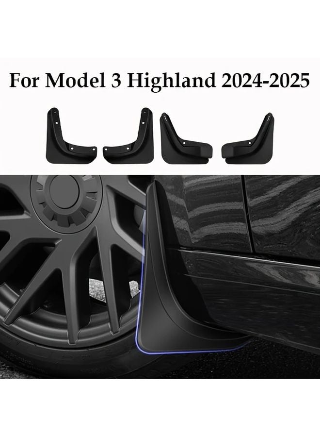 Tesla Model 3 Highland 2024 2025 واقي الطين 4 قطع بدون حاجة للحفر - Image 1