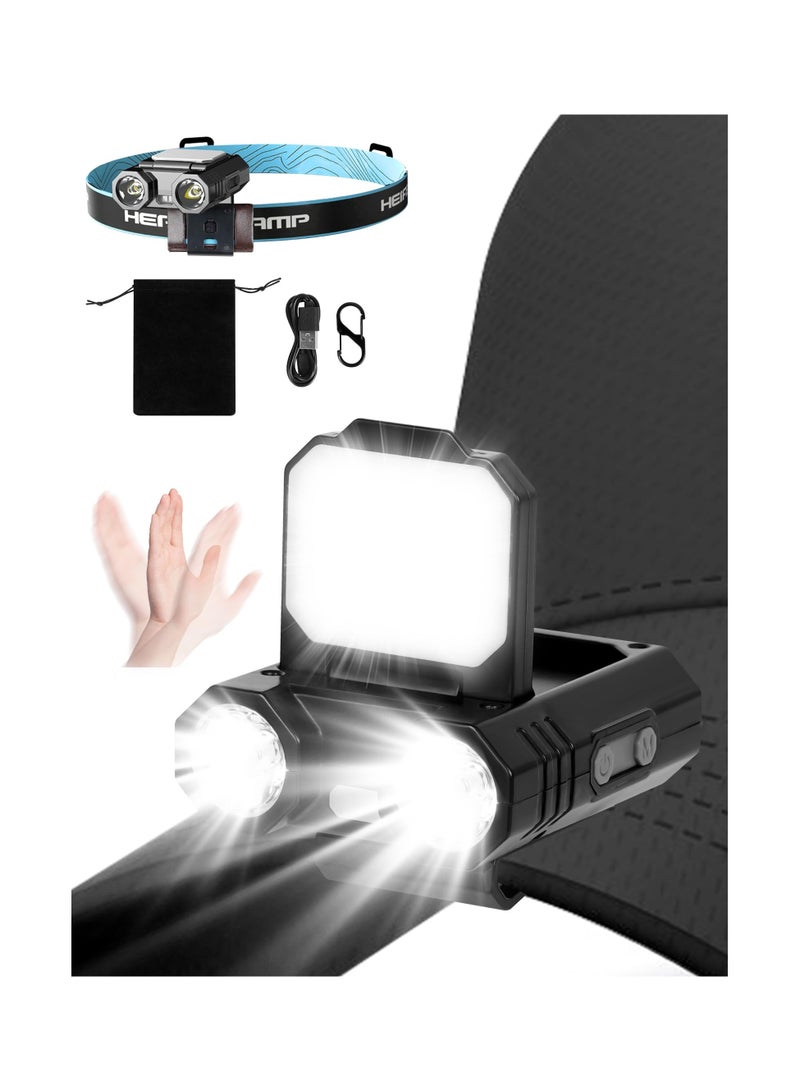 Rechargeable LED Hard Hat Light with 5 Modes, Motion Sensor, Waterproof Clip-On Headlamp for Hiking, Running, Fishing, Cycling, Climbing, and Repairing Activities. - Image 1