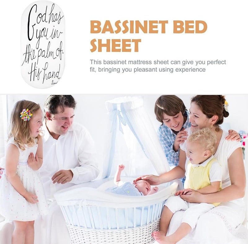 White Fitted Bassinet Sheets Breathable Stretchy Cradle Mattress Cover Newborn Bedding - Image 3