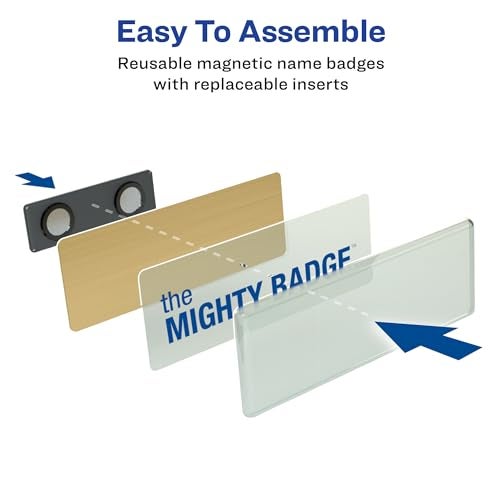AVERY The Mighty Badge by Avery, 1" x 3" Gold Name Tags, 10 ID Badges, 80 Inserts for Laser Printers (71204) - Image 3