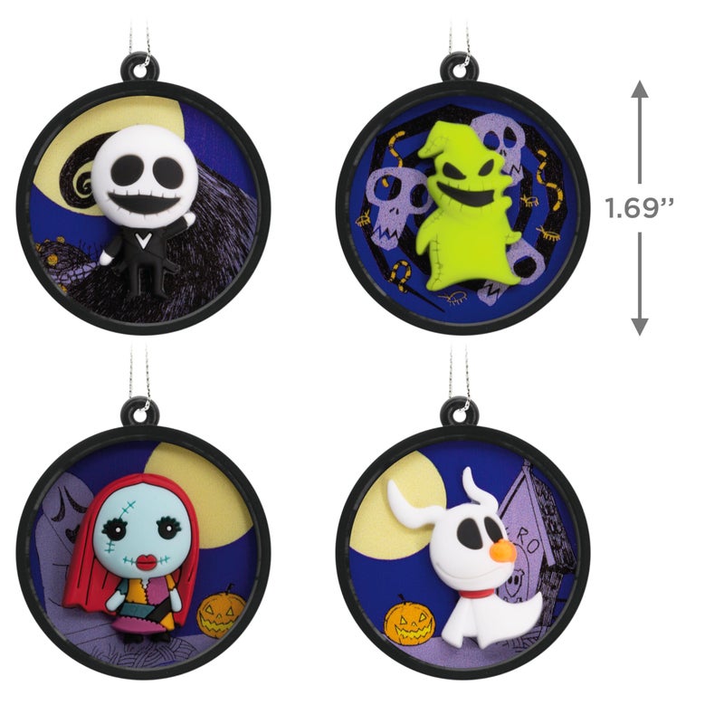 Hallmark Disney Tim Burton's The Nightmare Before Christmas Scenes Mini Christmas Ornaments  Shatterproof  Set of 4 - Image 4