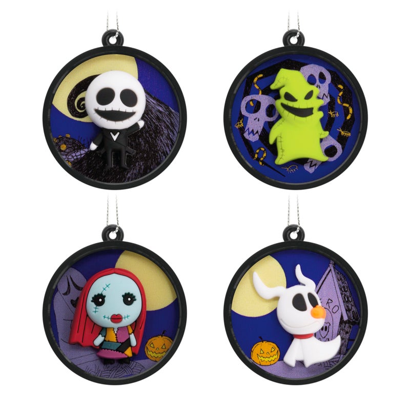 Hallmark Disney Tim Burton's The Nightmare Before Christmas Scenes Mini Christmas Ornaments  Shatterproof  Set of 4 - Image 1