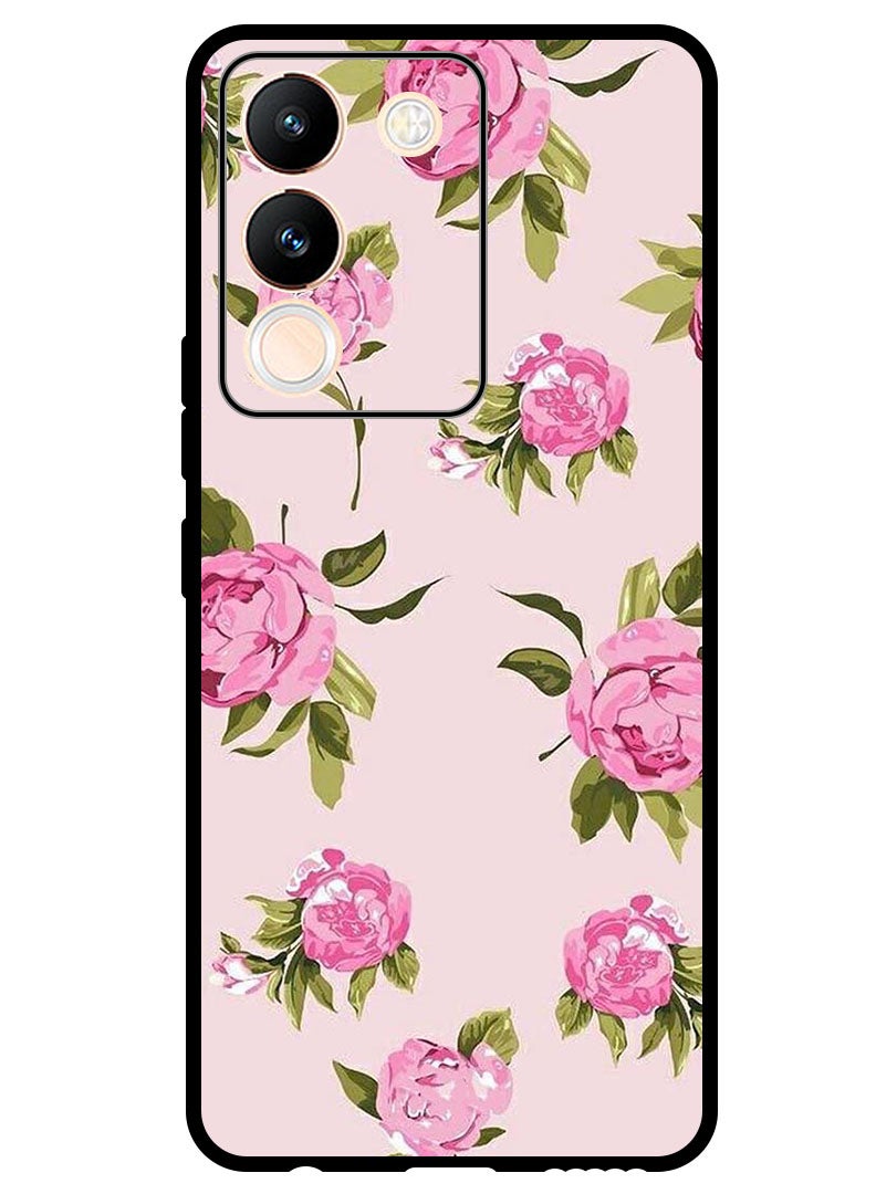 Theodor Protective Case Anti Scratch Shock Proof Bumper Cover For Vivo Y200 Hand Painting Pink Flower - Image 1