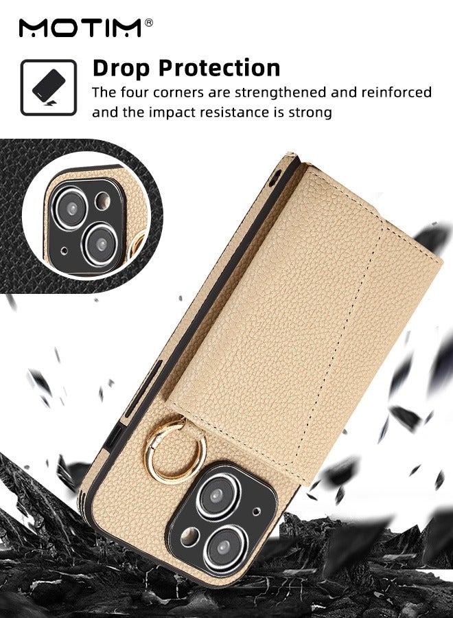 Motim Phone Case Crossbody for iPhone 15/15 Plus Wallet Case with Strap Card Slots and Makeup Mirror Premium Leather Shockproof Cover for Women - Image 3