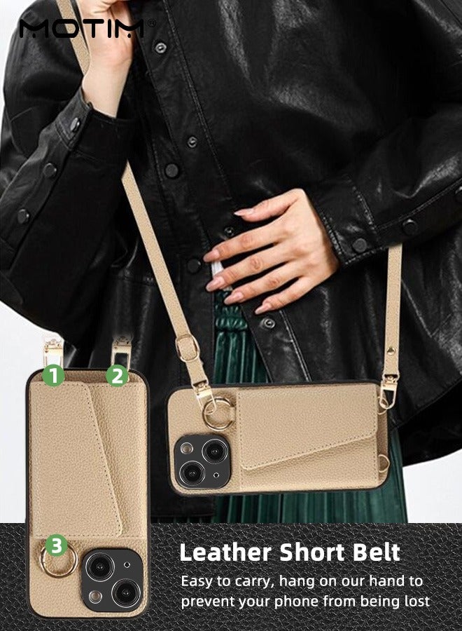 Motim Phone Case Crossbody for iPhone 15/15 Plus Wallet Case with Strap Card Slots and Makeup Mirror Premium Leather Shockproof Cover for Women - Image 2