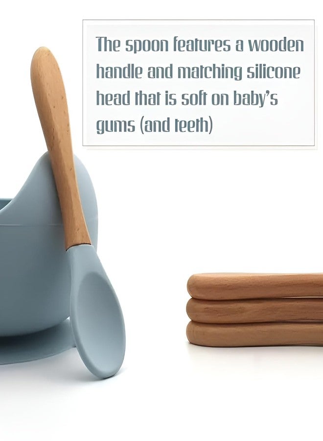 NOWFLY Baby Feeding Bowl and Spoon | Silicone Suction Baby Bowl | BPA Free Microwave Safe Feeding Set (Blue) - Image 5