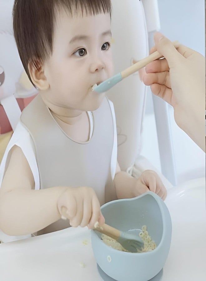 NOWFLY Baby Feeding Bowl and Spoon | Silicone Suction Baby Bowl | BPA Free Microwave Safe Feeding Set (Blue) - Image 2