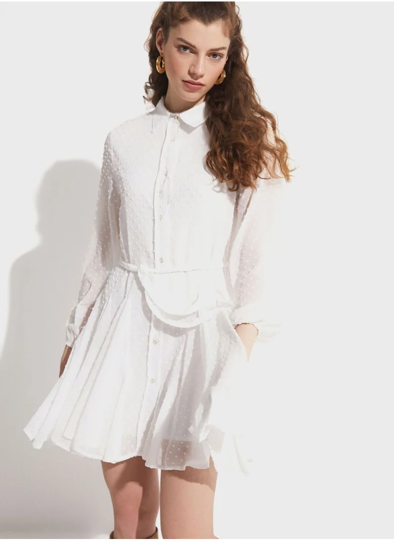 JUNE Button Detail Shirt Dress