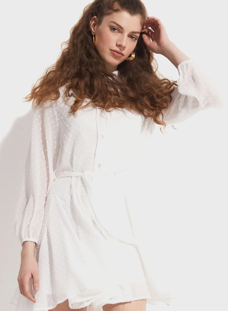 JUNE Swiss Dot Dress