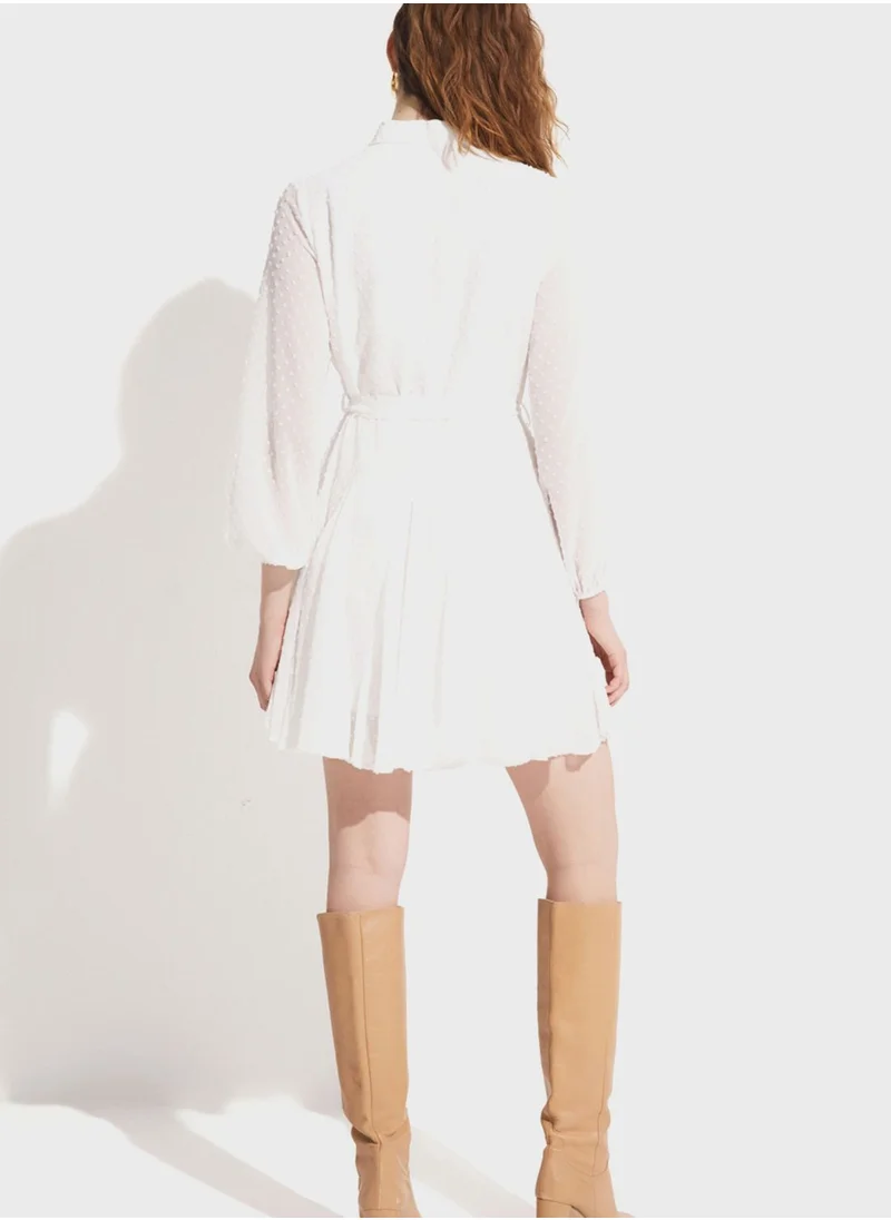 JUNE Button Detail Shirt Dress