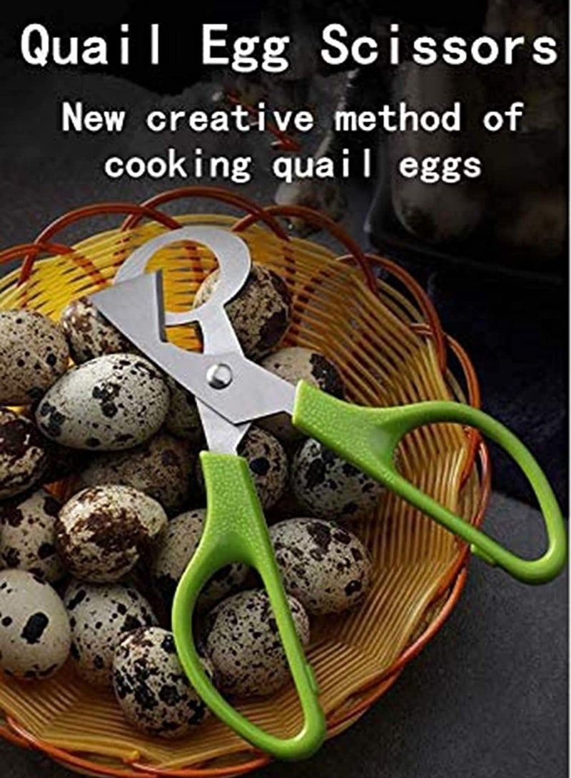 SYOSI 2pcs Stainless Steel Pigeon Quail Egg Scissors, Bird Egg Cutter Opener, Shears Tool for Home Kitchen, Green - Image 2