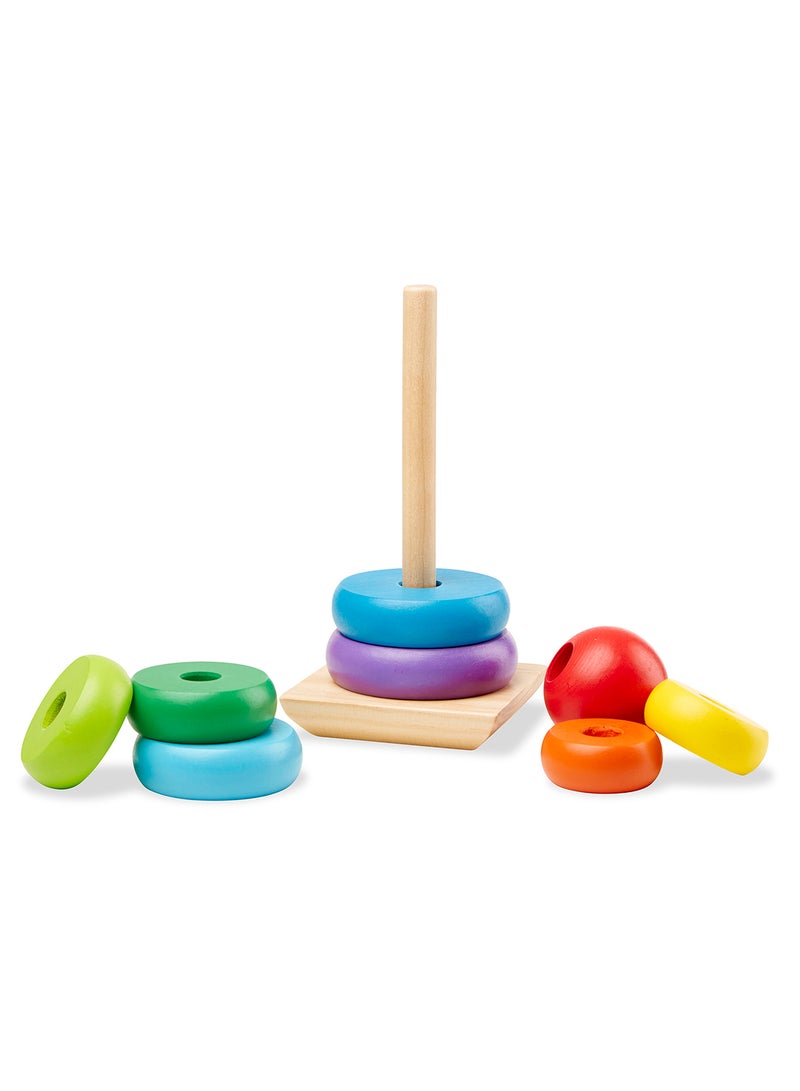 Melissa & Doug Rainbow Stacker Wooden Ring Educational Toy Wooden Stacking Rings, Stacker Toys For Toddlers Ages 2+ - Image 2