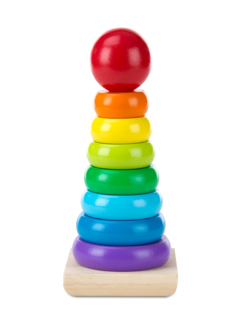 Melissa & Doug Rainbow Stacker Wooden Ring Educational Toy Wooden Stacking Rings, Stacker Toys For Toddlers Ages 2+ - Image 3