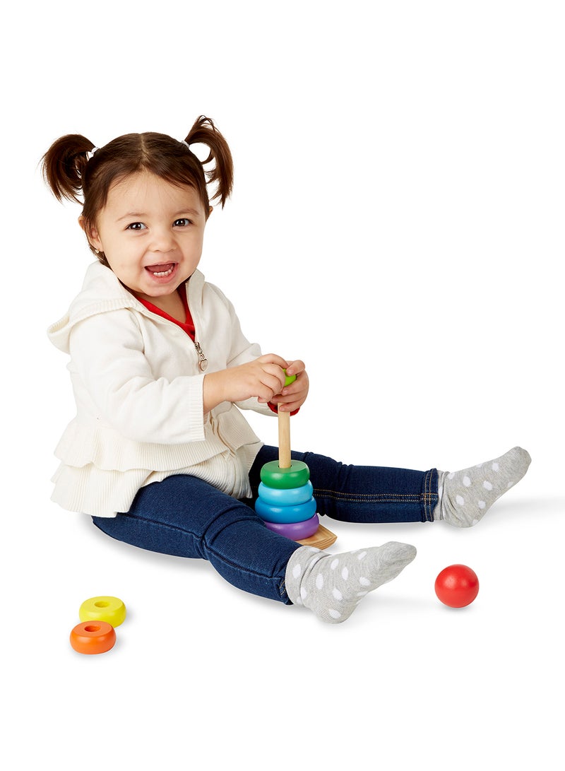 Melissa & Doug Rainbow Stacker Wooden Ring Educational Toy Wooden Stacking Rings, Stacker Toys For Toddlers Ages 2+ - Image 4
