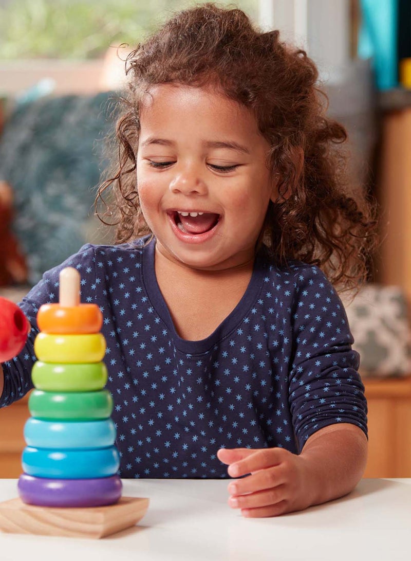 Melissa & Doug Rainbow Stacker Wooden Ring Educational Toy Wooden Stacking Rings, Stacker Toys For Toddlers Ages 2+ - Image 5