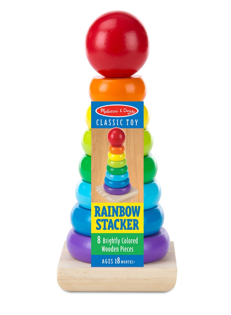 Melissa & Doug Rainbow Stacker Wooden Ring Educational Toy Wooden Stacking Rings, Stacker Toys For Toddlers Ages 2+ - Image 1