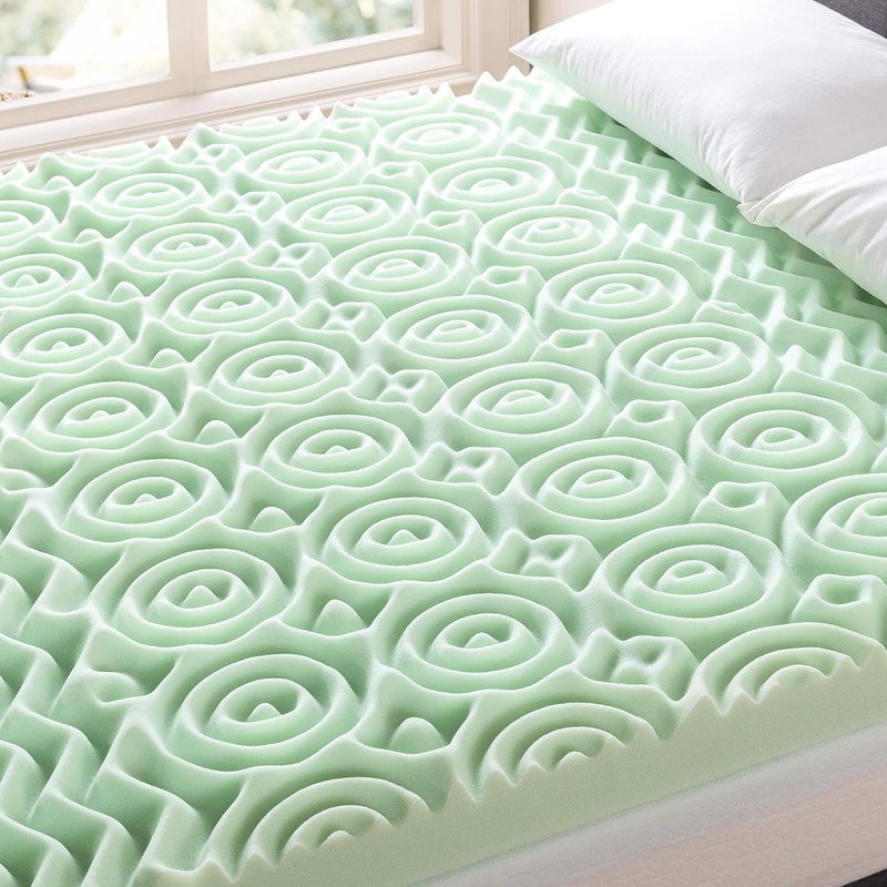 ميلو طبقة علوية بسمك 4 بوصات من الإسفنج الذكي ذي 5 مناطق من Best Price Mattress مع مستخلص الشاي الأخضر المهدئ، معتمدة من CertiPUR-US، مقاس توأم - Image 4