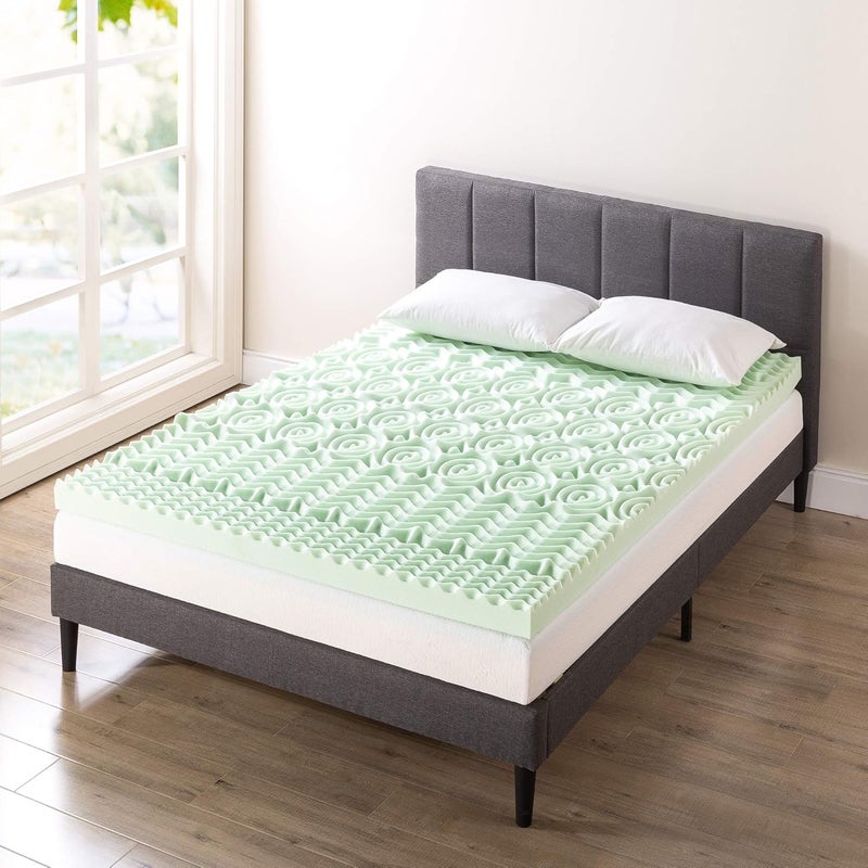 ميلو طبقة علوية بسمك 4 بوصات من الإسفنج الذكي ذي 5 مناطق من Best Price Mattress مع مستخلص الشاي الأخضر المهدئ، معتمدة من CertiPUR-US، مقاس توأم - Image 2