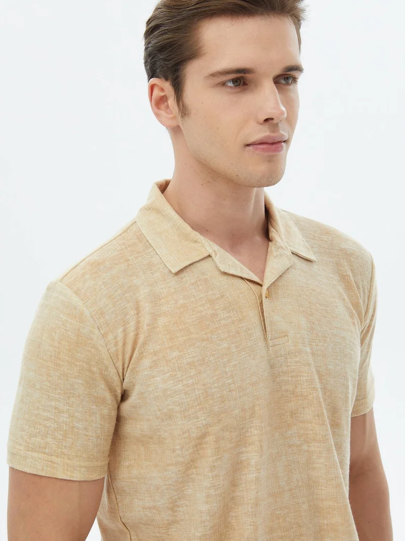 كيب Saffron Printed Cuban Collar Cotton Blend T-Shirt