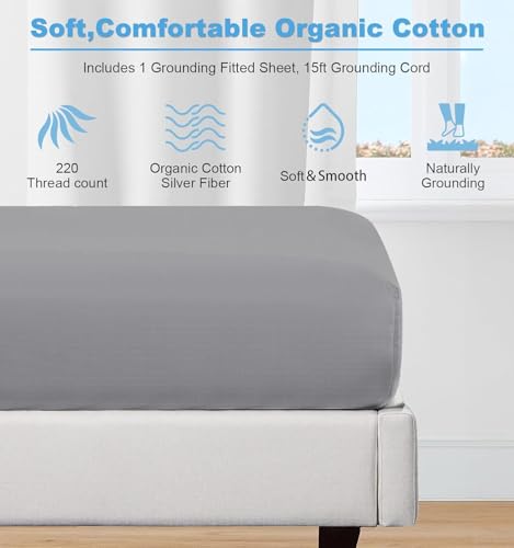KLASLAV Grounding Sheets King, Grounding Sheet,Silver Fiber,Grounded Bed Sheet Kit,Deep Pocket Grounded Bed Sheet,Well Bedding for Better Sleep & Wellness(Gray,King) - Image 3