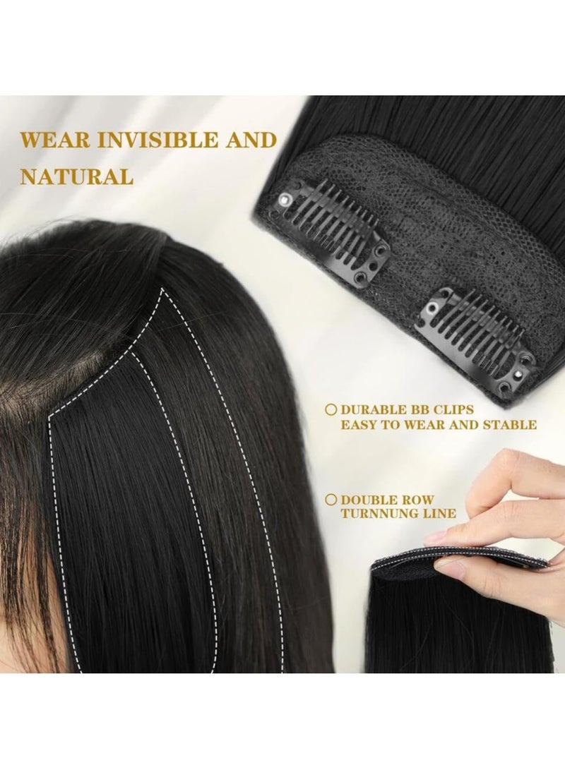 4PCS Hair Toppers for Women Synthetic Clips in Hair Extension with Thinning Hair,Invisible Hairpieces Clips Natural Looking Topper Hair Extension for Adding Hair Volume Daily Use-Black