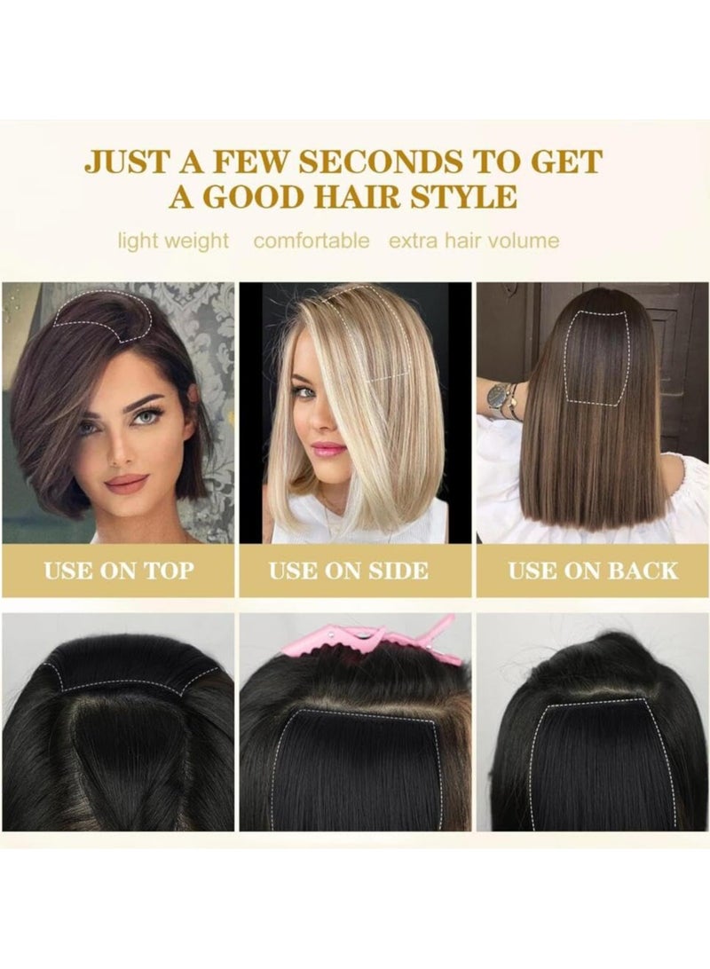 4PCS Hair Toppers for Women Synthetic Clips in Hair Extension with Thinning Hair,Invisible Hairpieces Clips Natural Looking Topper Hair Extension for Adding Hair Volume Daily Use-Black
