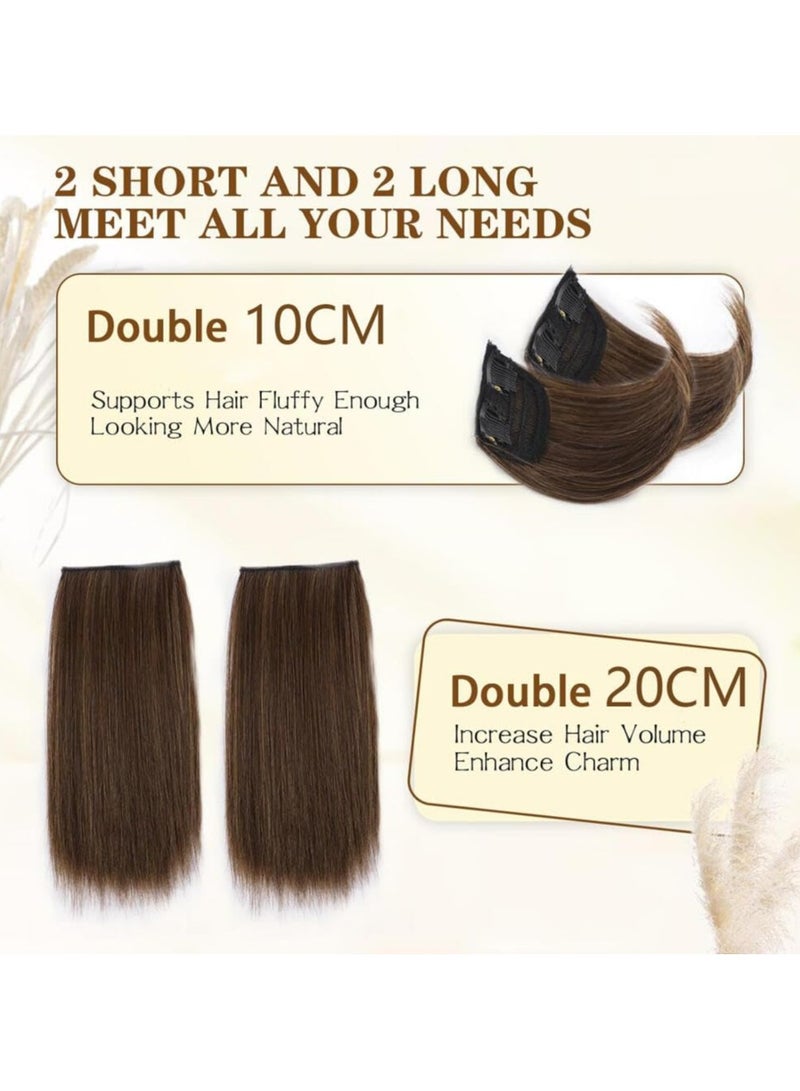 4PCS Hair Toppers for Women Synthetic Clips in Hair Extension with Thinning Hair,Invisible Hairpieces Clips Natural Looking Topper Hair Extension for Adding Hair Volume Daily Use-Black