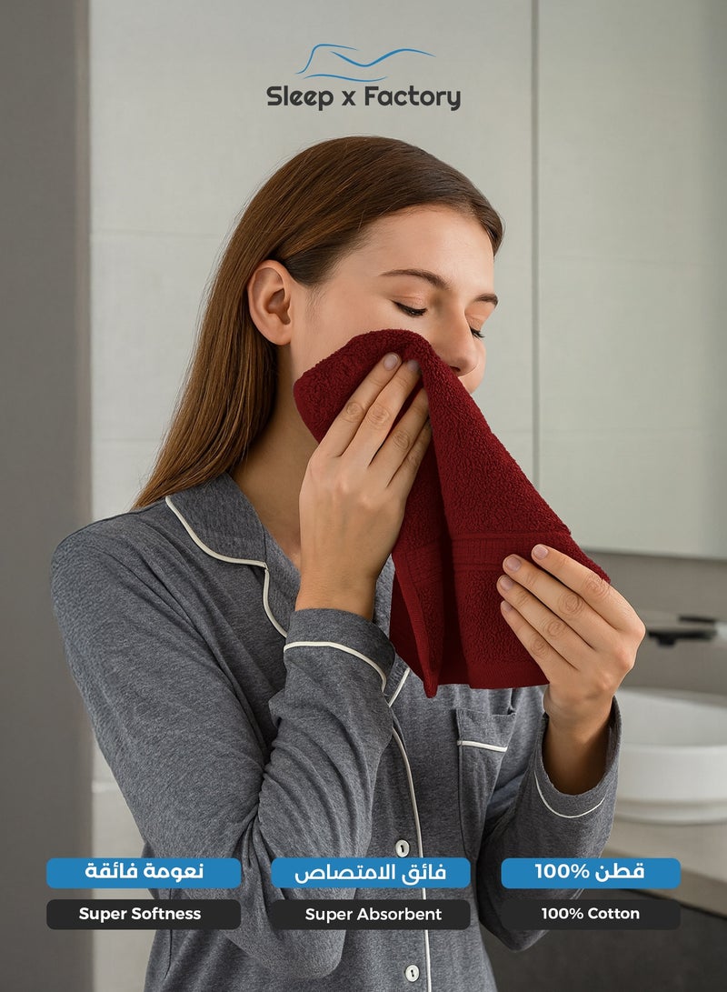 Sleep x Factory Red Face Towel – 100% Cotton, Soft & Quick-Dry – 33x33 cm - Image 2