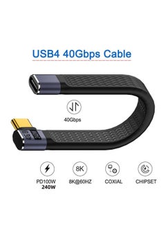 Y&D 40Gbps USB4 Male to Female Right Angled Slim Flat Extension Cable 13cm with 240W Charg-ing and 8K@60Hz Compatible Thunderbolt3/4  - Image 2