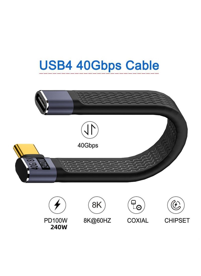 Y&D 40Gbps USB4 Male to Female Right Angled Slim Flat Extension Cable 13cm with 240W Charg-ing and 8K@60Hz Compatible Thunderbolt3/4  - Image 2