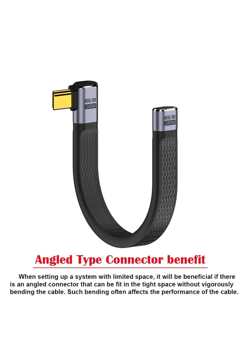 Y&D 40Gbps USB4 Male to Female Right Angled Slim Flat Extension Cable 13cm with 240W Charg-ing and 8K@60Hz Compatible Thunderbolt3/4  - Image 3