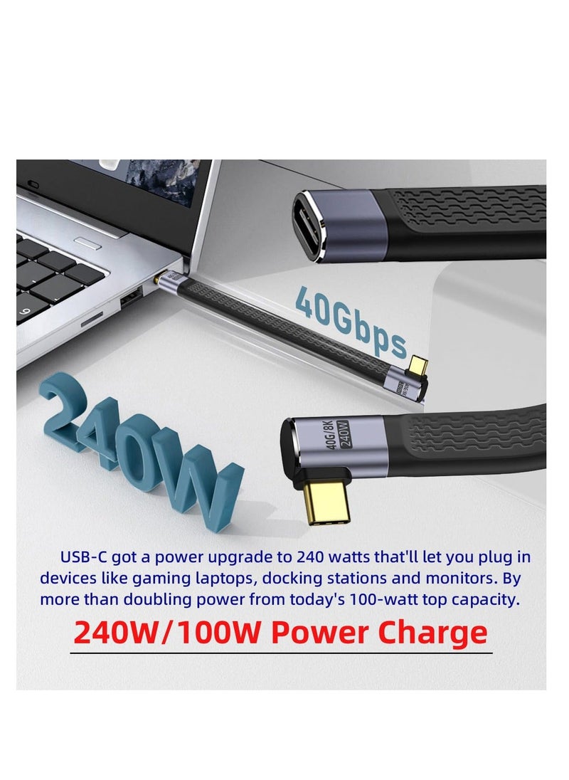 Y&D 40Gbps USB4 Male to Female Right Angled Slim Flat Extension Cable 13cm with 240W Charg-ing and 8K@60Hz Compatible Thunderbolt3/4  - Image 4