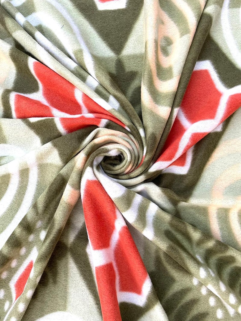 BREVARD BREVARD Single Bed Woolen Fabric Geometric Quilt CoverDuvet CoverRajai CoverBlanket Cover for Winters 70x90 Inches Brown and Green Combo of 2  - Image 5