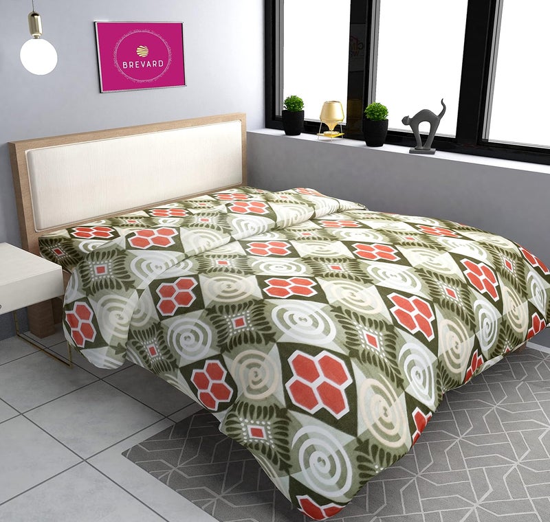 BREVARD BREVARD Single Bed Woolen Fabric Geometric Quilt CoverDuvet CoverRajai CoverBlanket Cover for Winters 70x90 Inches Brown and Green Combo of 2  - Image 2
