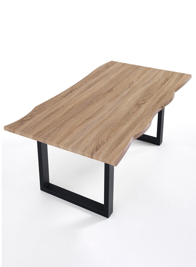 سحابة طاولة قهوة بسطح خشبي متعرج عالي الجوده واطار معدني قوي - طاولة وسط بتصميم عصري رائع مناسب لغرفة المعيشة - 110x60x45سم - Image 1