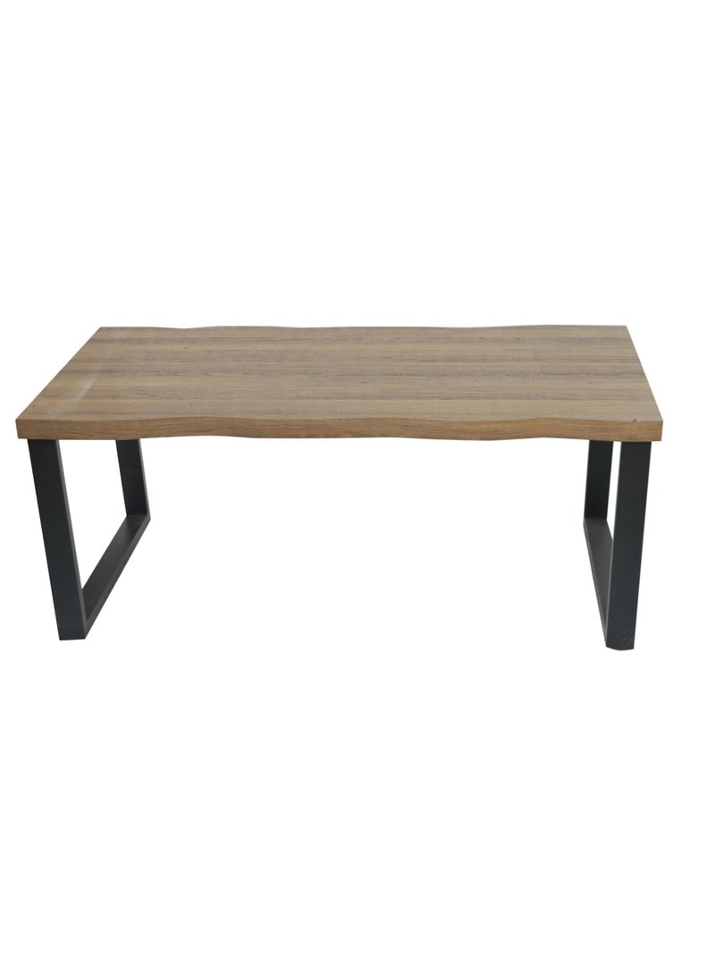 سحابة طاولة قهوة بسطح خشبي متعرج عالي الجوده واطار معدني قوي - طاولة وسط بتصميم عصري رائع مناسب لغرفة المعيشة - 110x60x45سم - Image 2