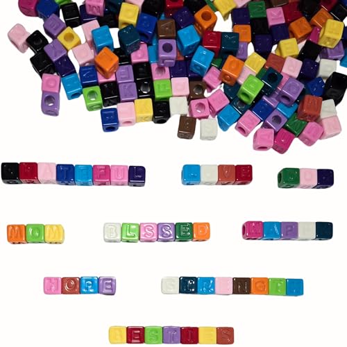 Linpeng Plastic Letter Alphabet Beads 12mm, Square Big Hole Beads for Jewelry Bracelets, Gift for Beader, 1 Lb, 1500 Pcs - Image 3