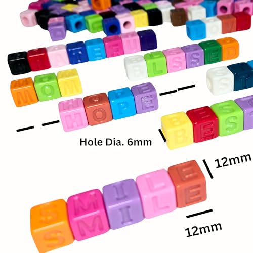 Linpeng Plastic Letter Alphabet Beads 12mm, Square Big Hole Beads for Jewelry Bracelets, Gift for Beader, 1 Lb, 1500 Pcs - Image 4