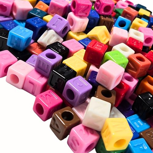 Linpeng Plastic Letter Alphabet Beads 12mm, Square Big Hole Beads for Jewelry Bracelets, Gift for Beader, 1 Lb, 1500 Pcs - Image 1